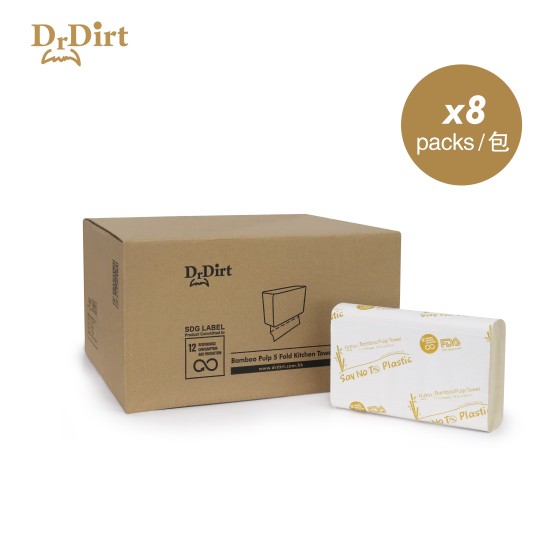 Dr.Dirt 迷你廚房浴室食品級竹漿抹手紙廚房紙 (8包1箱)