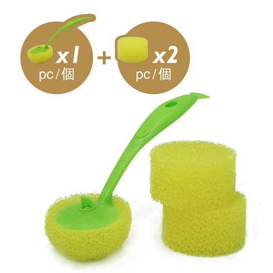 Dr.Dirt CPB 8045YG3/DD 不粘锅洗锅刷(1个绿色手柄+3个黄色替换头)