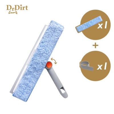 Dr.Dirt 二合一調向玻璃刮 配1塊備用塗水布 及 1條備用膠條 30cm