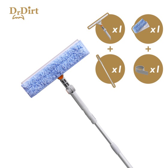 Dr.Dirt 二合一調向玻璃刮 配1塊備用塗水布 及 1條備用膠條 30cm