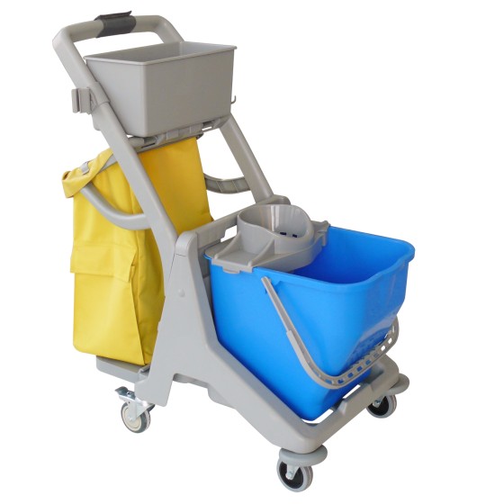 施達 多用途迷你清潔服務車 配圓拖桶及垃圾袋 藍色