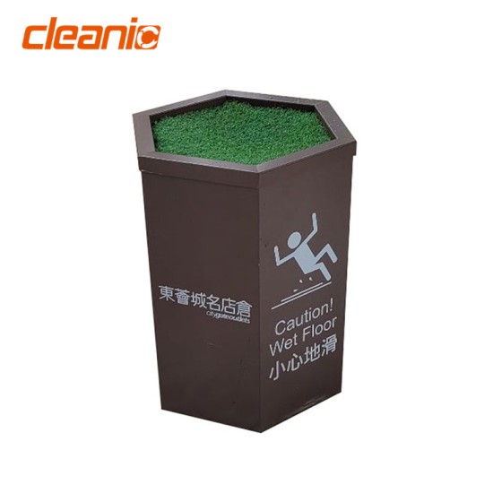 不銹鋼六角形"小心地滑"接水桶 黑色